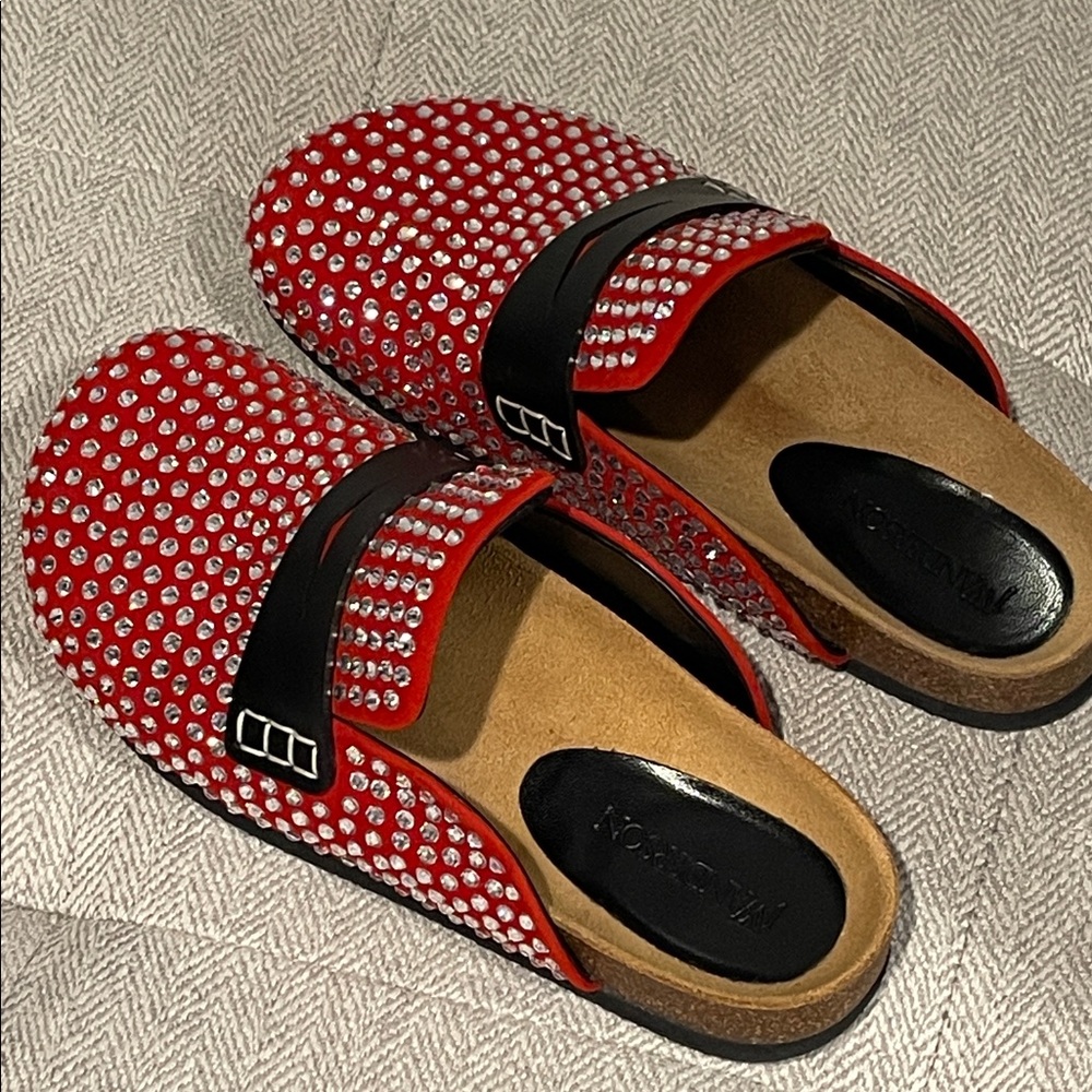 JW Anderson Suedekid Red Crystal Loafers size 38 - Picture 7 of 12